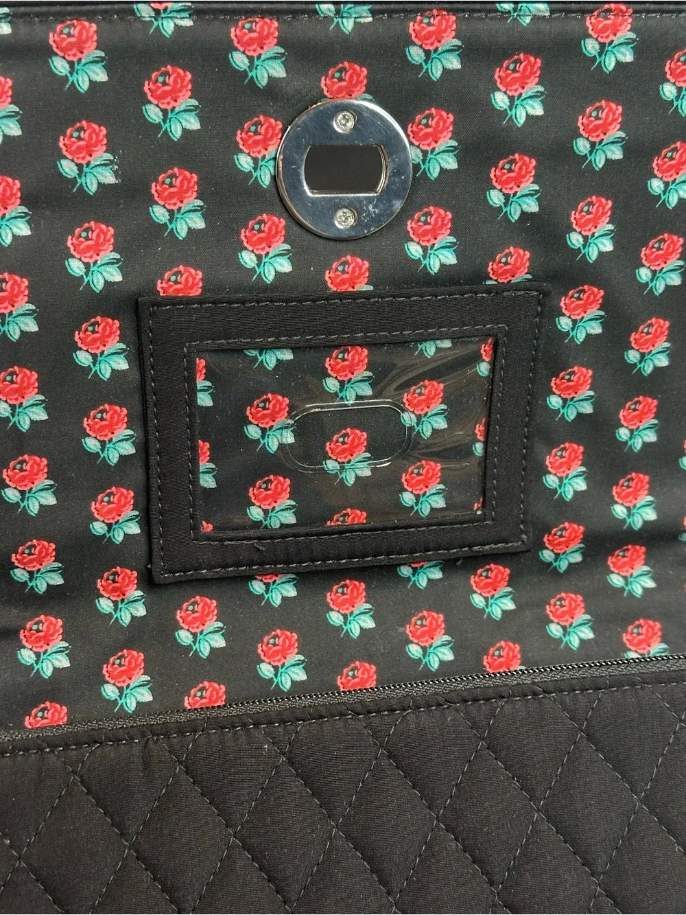 Vera Bradley Black Quilted Crossbody Bag with Logo Medallion, NWT, 9x6ins